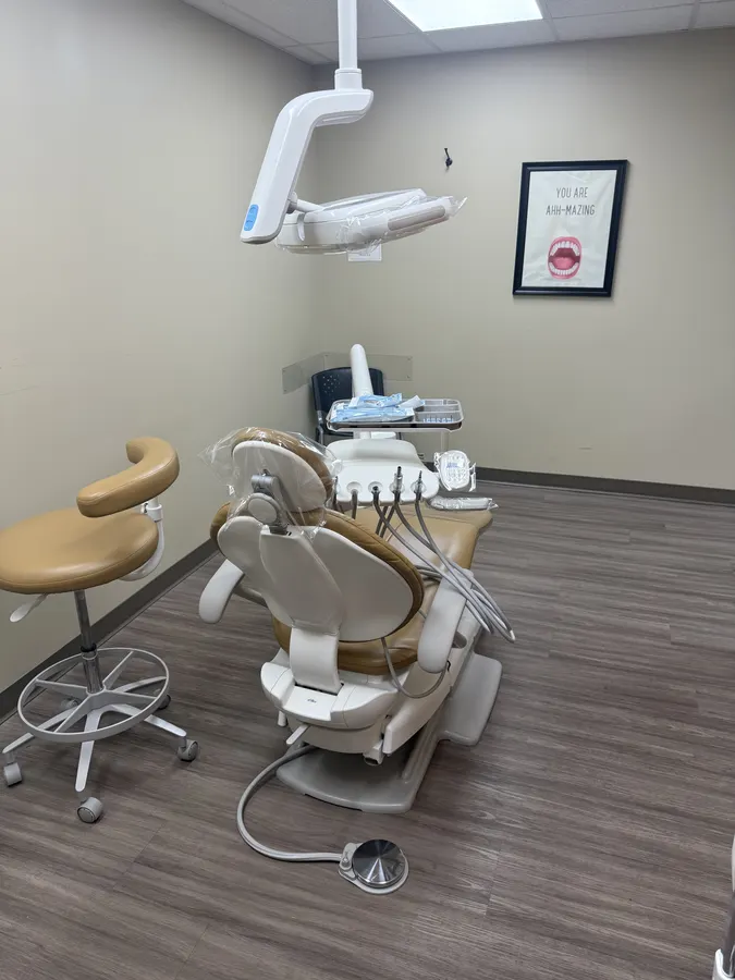 A second treatment room with its overhead light